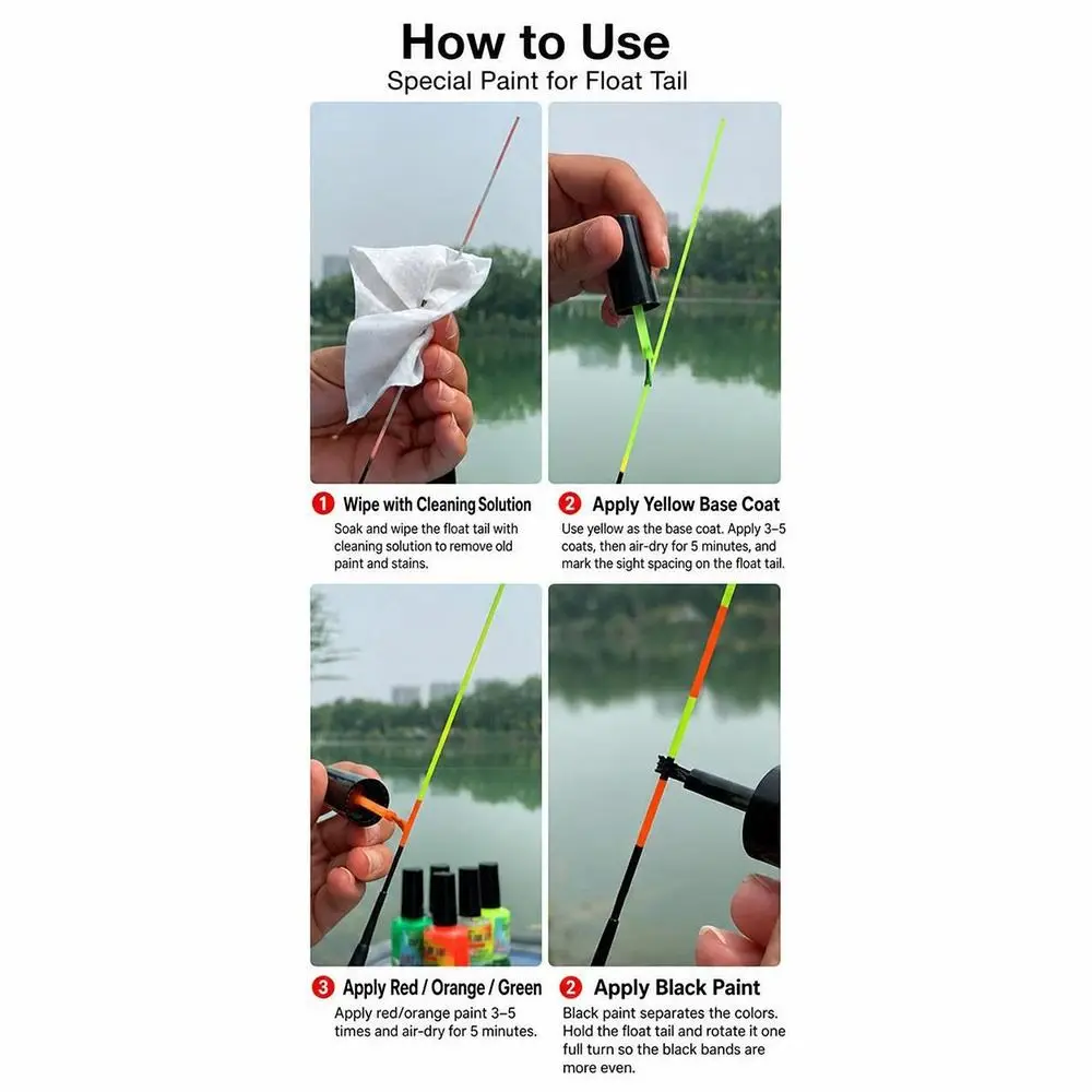 Fluorescent Paint Fishing Floats Visualable Tail Painting Fishing Tackle Accessories Glow In The Dark Glow Fishing Floats image 3