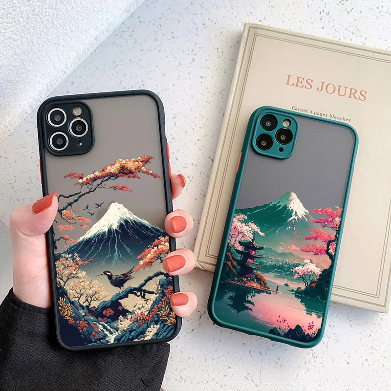 Japanese Aesthetic Mount Fuji Landscape Phone Case For iPhone 15 Plus 17 16 14 13 12 11 15 Pro Max Mini XR XS X Shockproof Cover - náhled 5