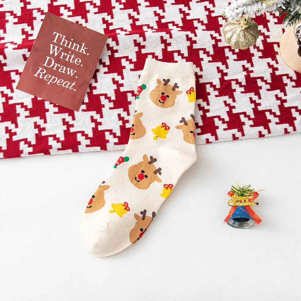 

Breathable Harajuku Fashion Design Snowman Elk Girls Gift Korean Style Socks Women Socks Mid-Tube Socks Christmas Socks