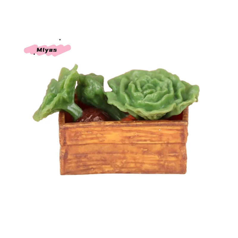 Mini Gesimuleerde Groenteset met Mand voor 1/12 Poppenhuis Keuken Decor Poppenhuis Accessoires Fantasiespel Speelgoed voor Kinderen