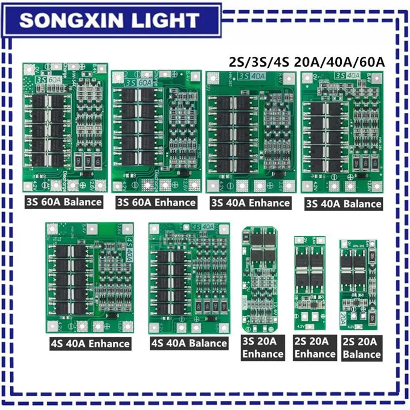 2S 3S 4S 20A 40A 60A Li-ion Ładowarka do akumulatorów litowych Płytka zabezpieczająca 18650 BMS Silnik wiertarki 11,1 V 12 V/14 V 16,8 V Wzmocnienie/balans