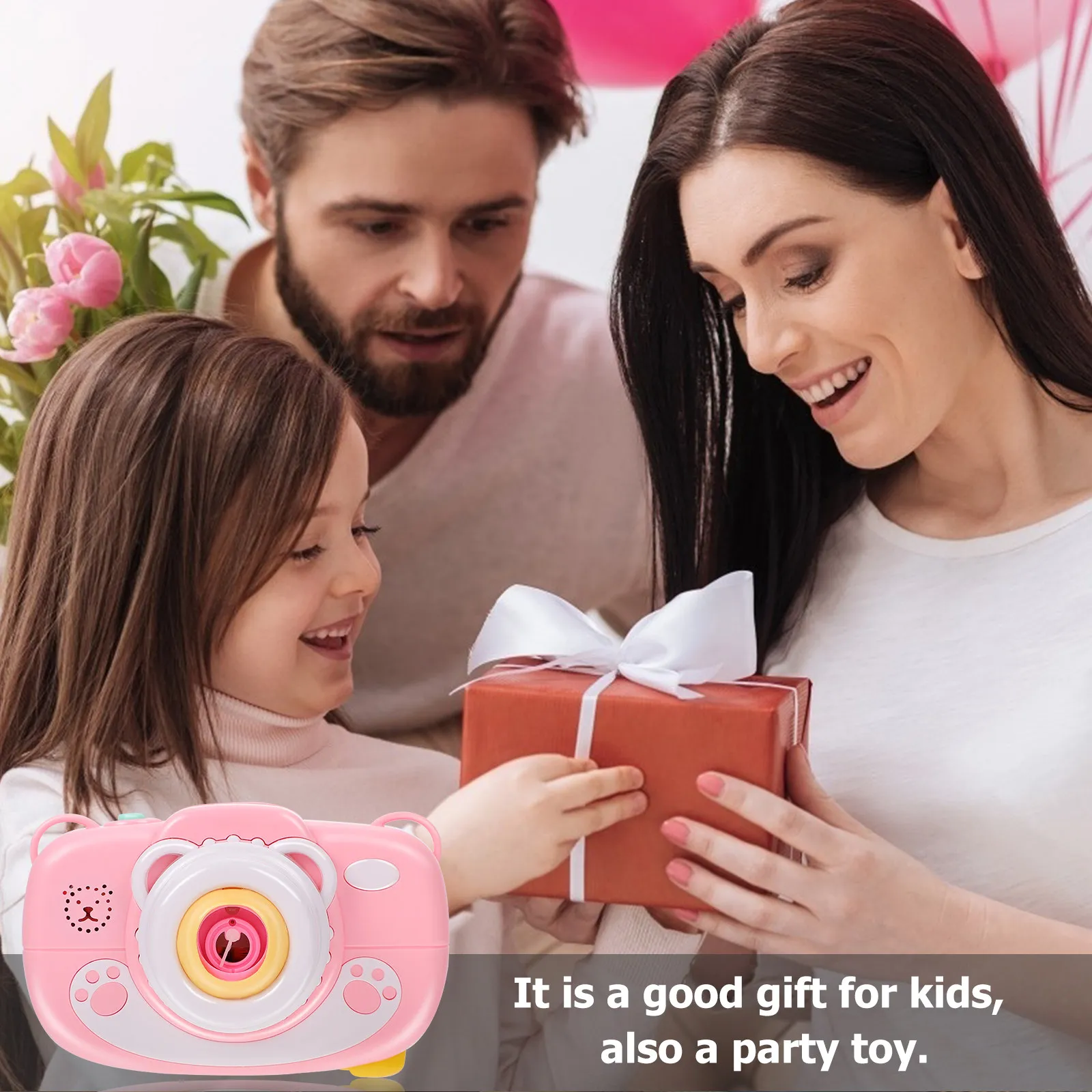 

Набор из 1 электрической машины для мыльных пузырей в виде камеры, мультяшный дизайн, герметичный, легкий, для улицы, подарок на день рождения для детей