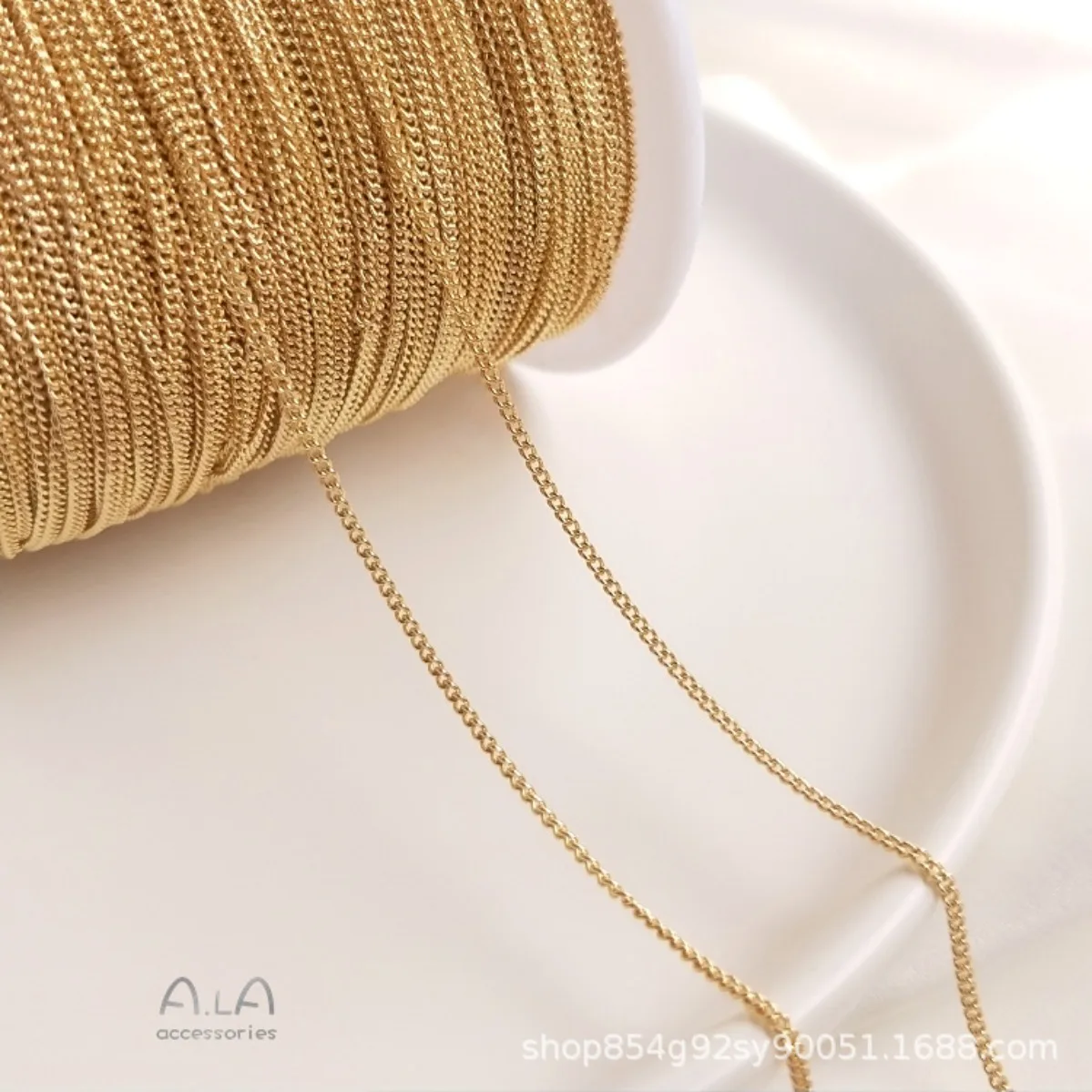 Brass Gold Tone Side Chain Wheat Cross Link Chain DIY Ear Thread Tassel Bracelet Necklace Bulk Findings