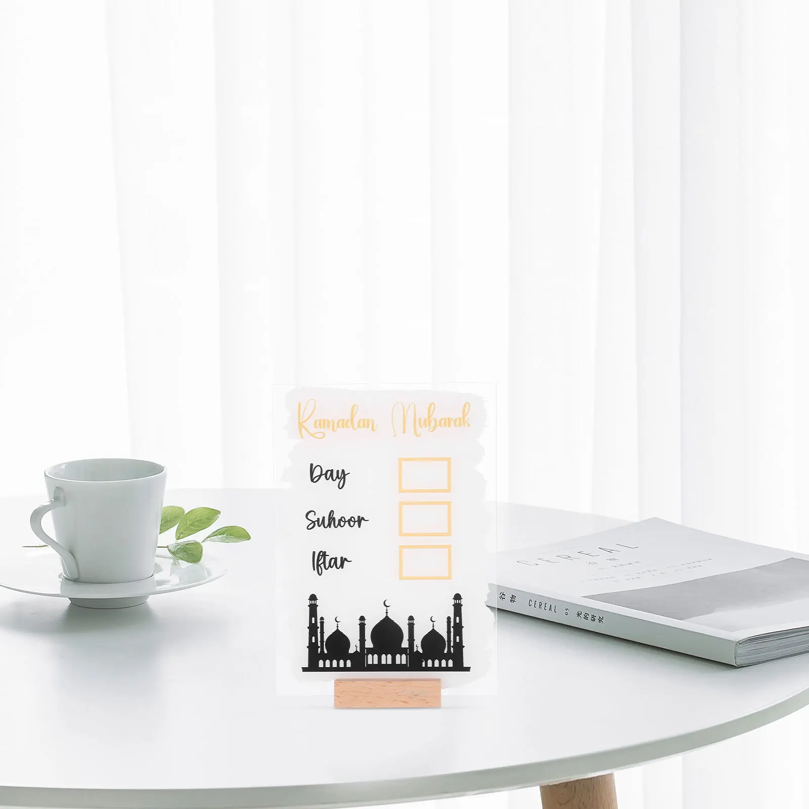 Handwritten Countdown Sign Acrylic Perpetual Desktop Decor Eid Mubarak Decoration Month Date Display 1Set Eid Mubarak Decoration