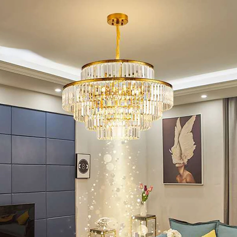 

Luxury Living Room Gold Metal Led Pendant Lights Crystal Round Pendant Lamp Led Hanging Lamp Indoor Lighting Fixtures