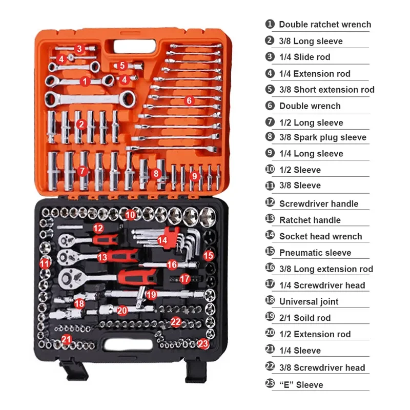 

Custom Tool Sets Professional Complete Mechanic Wrenches 150 Piece Wrench Socket Set Car Repair Tools