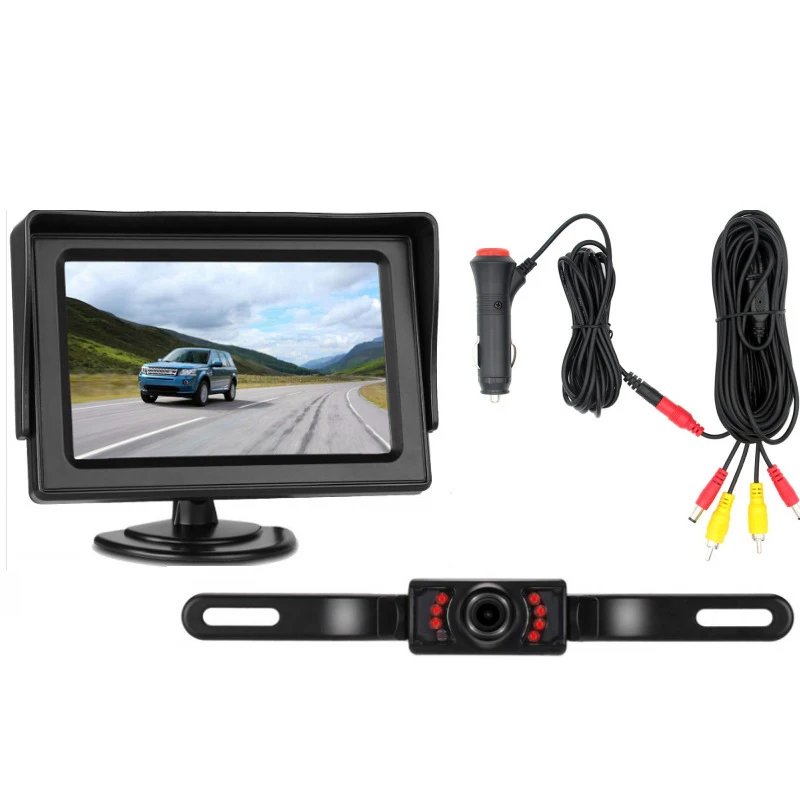 

4.3 inch Car Vehicle Rearview Mirror Monitor CMOS License Plate Backup Parking Reverse Camera with Night Vision 12V