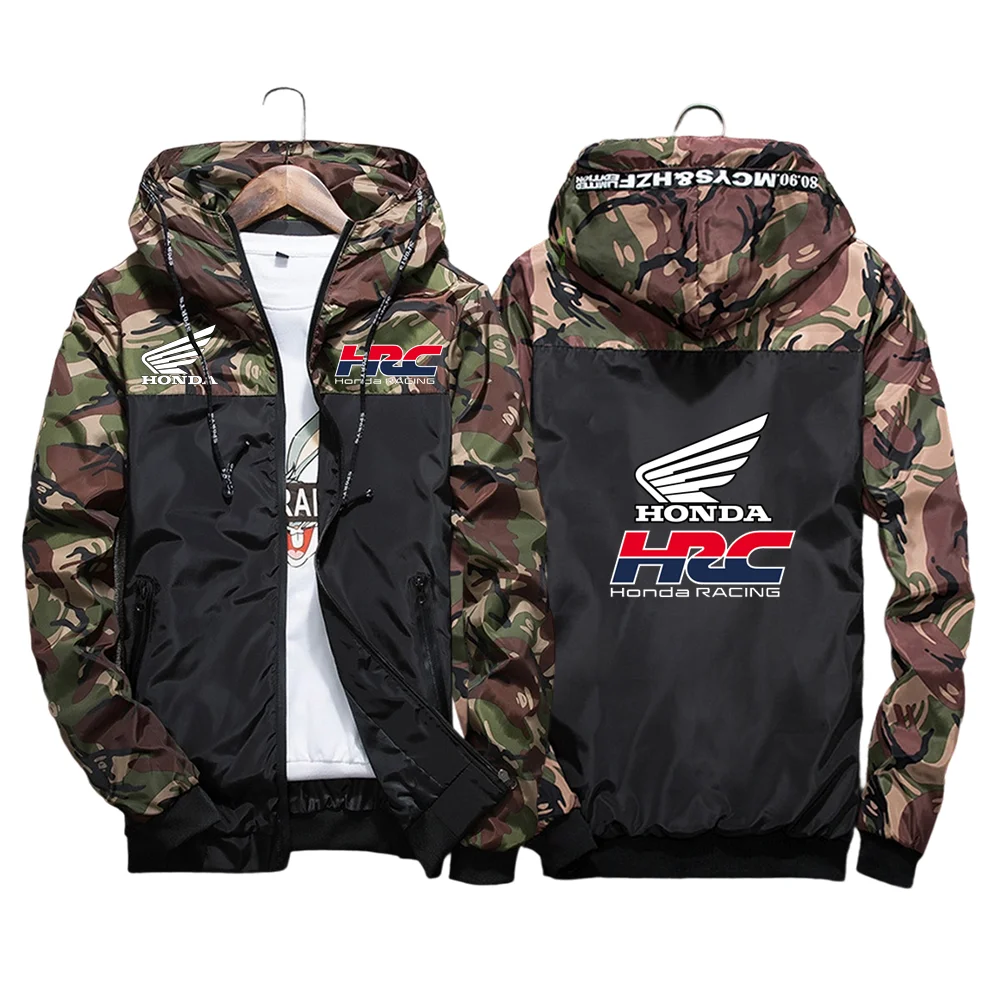 2025 honda racing casacos com capuz blusão camuflagem nova moda masculina primavera outono magro hip hop jaquetas roupas