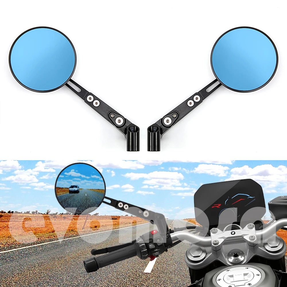 

evomosa 2pcs 8mm 10mm Universal Motorcycle Round Side Back View Mirror motorbike Side Mirrors For E-bike Scooter Rearview