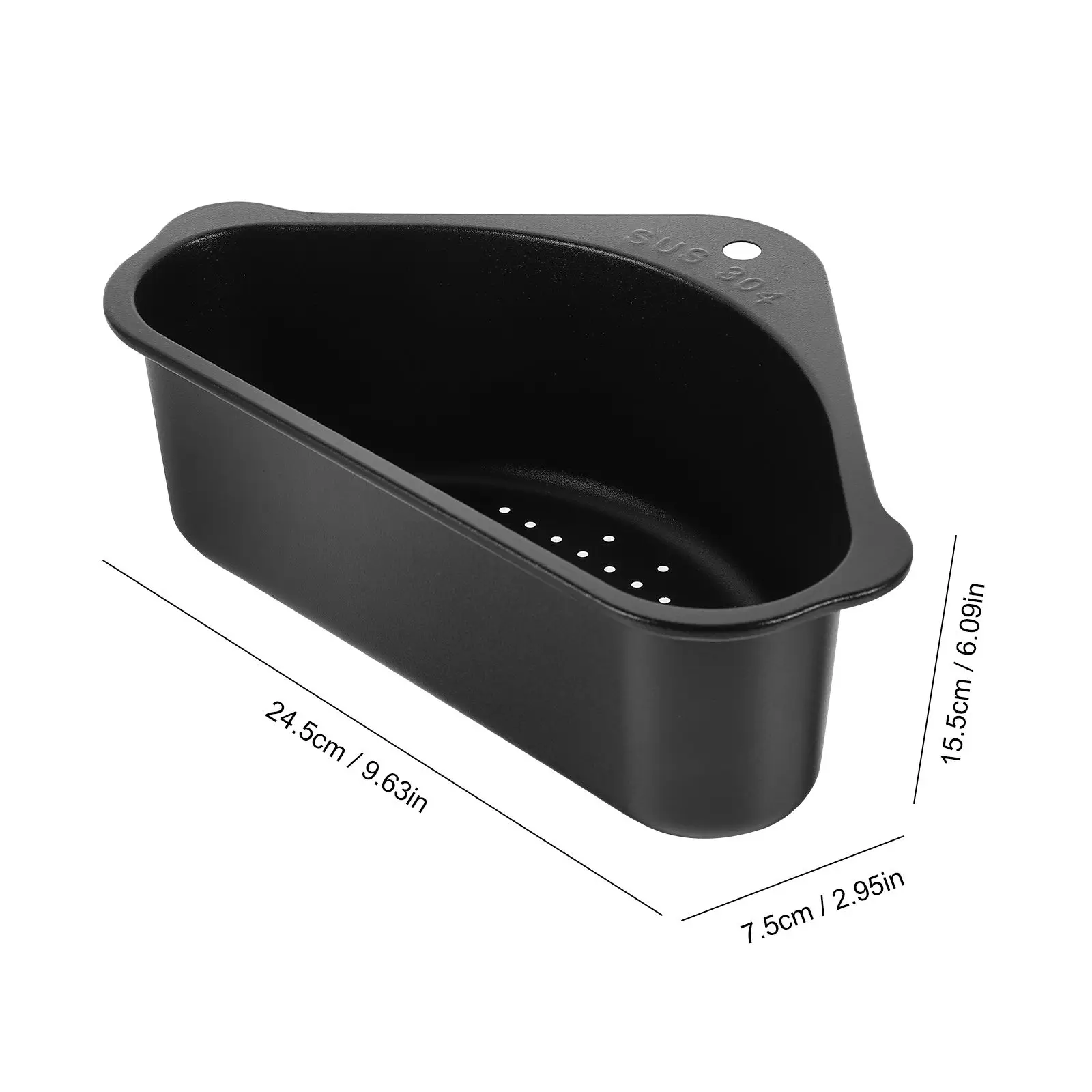 Kitchen Filter Basket Drain Stainless Steel Triangle Sink Rack Suction Cup Storage Leaking Vegetable (black [201 Steel]) Topper