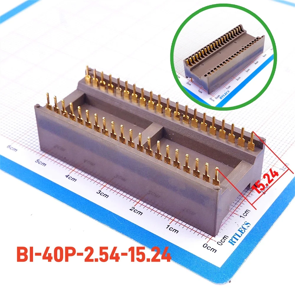 2pcs Burn In Socket DIP 2.54 mm Pitch 6 8 12 14 16 18 20 24 28 32 40 48 Pin Gold plate IC Test Socket Through Hole Dual Row