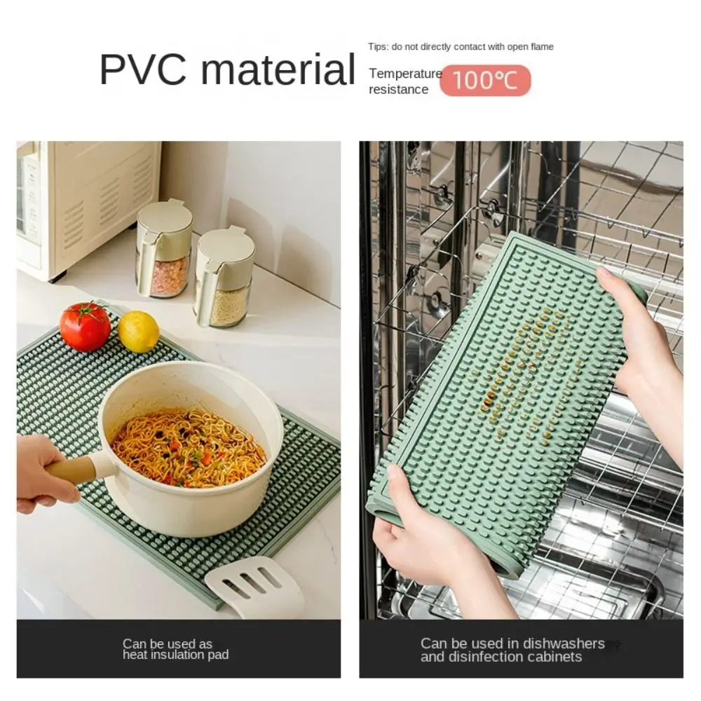 2024 New Fashion Fantasy Style Non-slip Silicon Draining Mat Dining Pad Tableware Drying Mats Dish With Foldable Washable