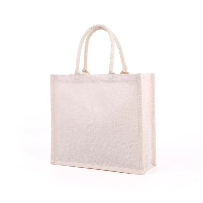 1Pcs/Lot 2022 Fashion Cotton Jute Bags Portable Shoulder Shopping Jute Handbags Burlap Beach Handbags Can Be Customized