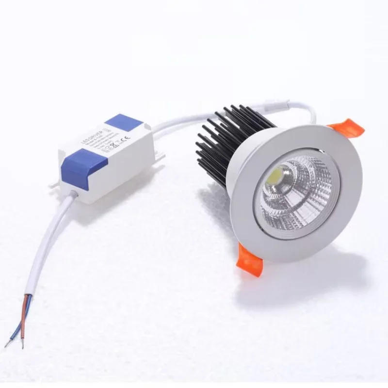High-performance Embedded LED Downlight Angle Adjustable 5W7W9W12W15W18W COB Anti-Glare Dimmable Ceiling Light Spotlights