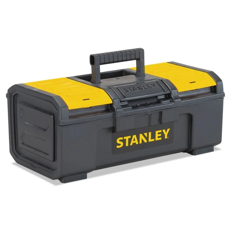 

16 Tool Box for Home Garage Workshop Use, 6.4 W x 8.8 H, Durable Black and Yellow Portable Storage Organizer with Sturdy Handle