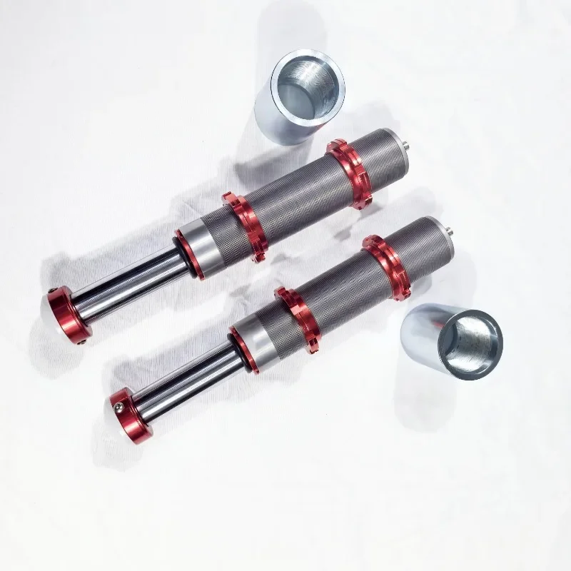 4 Pieces Adjustable 4-Inch Suspension Shock Absorber for 4x4 Off-Road Front & Rear Red Bumpstop