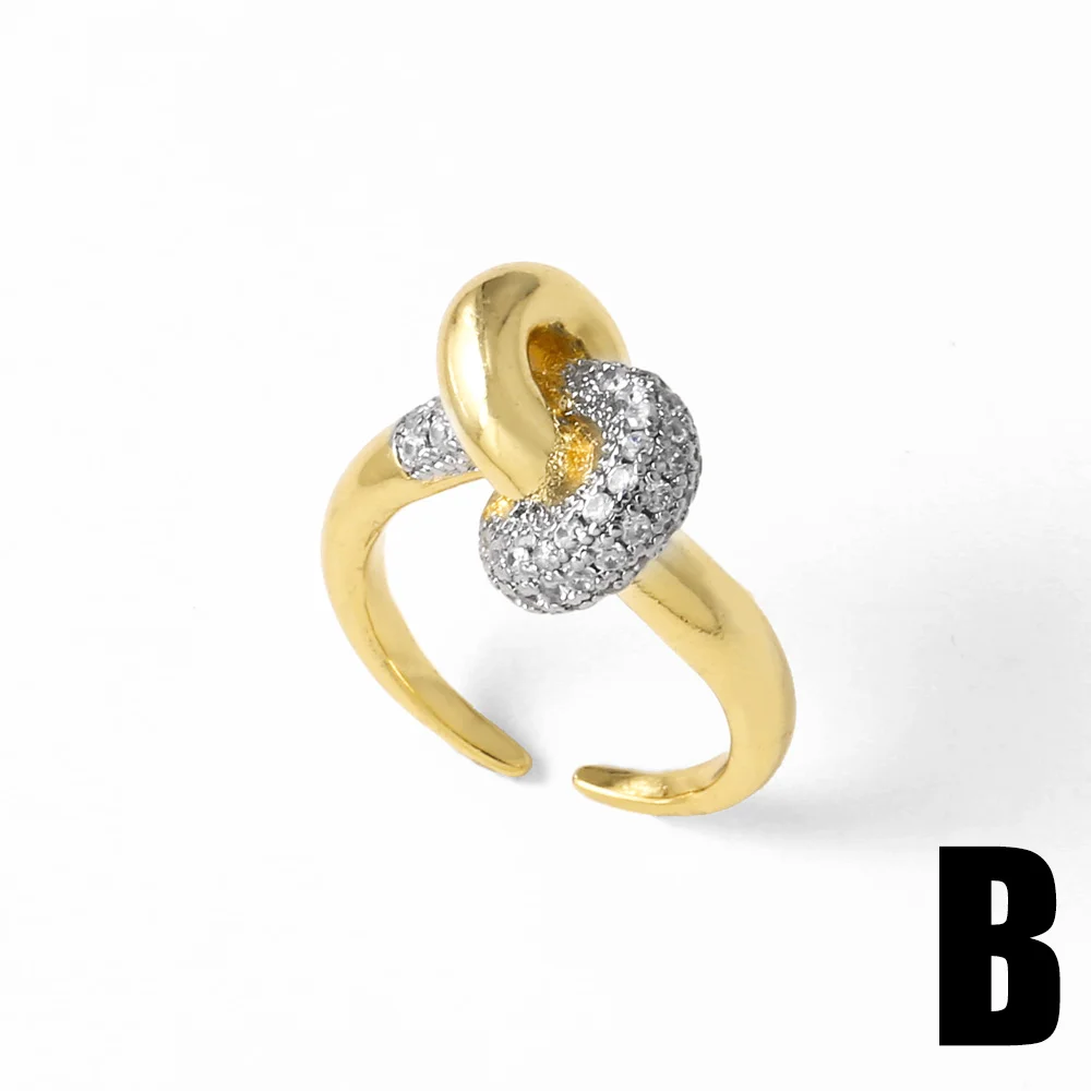 OCESRIO Fashion White Crystal Leopard Statement Rings for Women Copper Gold Plated Crossover Open Ring Jewelry Gift rigs89