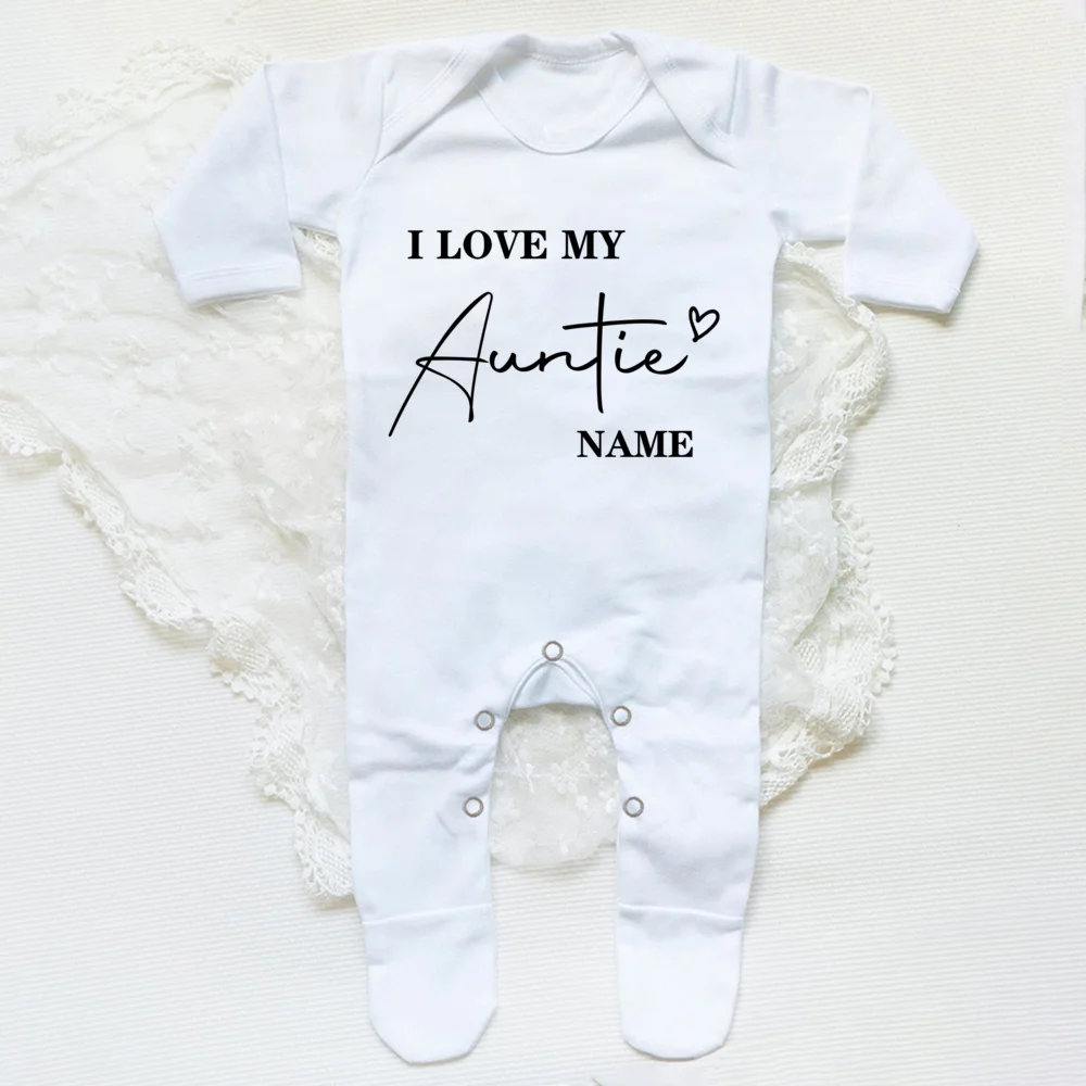 I Love My Auntie Baby Sleepsuit Personalised Babygrow Sleepsuit Newbron Coming Home Outfit Newborn Pregnancy Announcement Gift