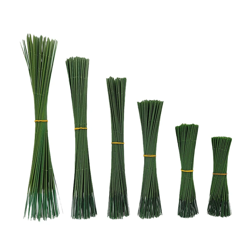 20Pcs 15/20/25/30/40cm Artificial Green Flower Stem DIY Floral Material Handmade Wire Stem Accessoies For Wedding Home Decor