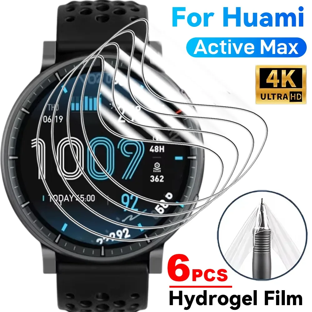 

2-6PCS Hydrogel Film for Huami Active Max Clear HD Anti-Scratch Watch Screen Protectors Protective Films Full Cover Protection