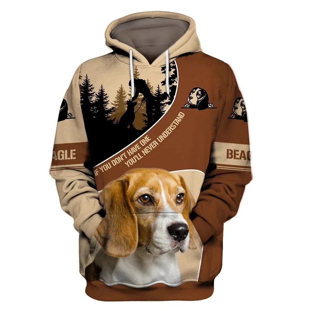 Pull à capuche imprimé en 3D, j'ai trouvé votre patte Beagle, pull, survêtement de rue, amour chien 01