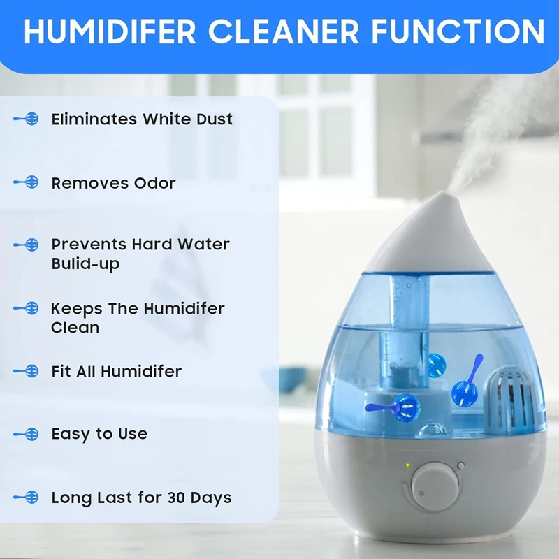 12Pcs Cleaning Ball Works In All Humidifiers And Fish Tanks, Purifies Water, Eliminates Dust And Odor