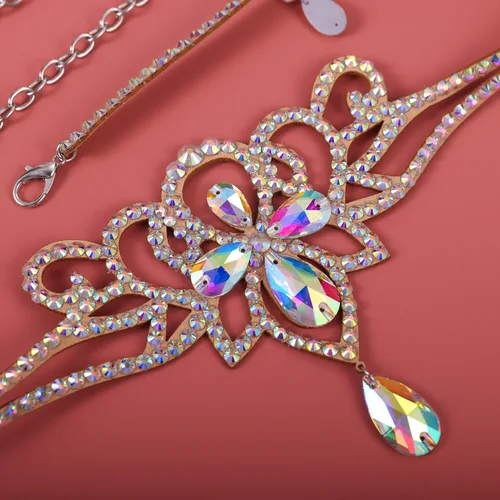 Cinturón de cadena para danza del vientre brillante, accesorios de joyería para el cuerpo con diamantes de imitación brillantes, cadena de Bikini ajustable para mujeres y niñas