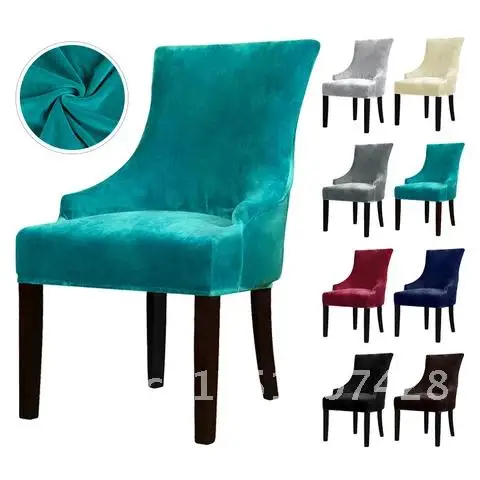 Authentic Velvet Fabric XL Size Sloping Arm Chair Cover Wing Back King Back Chair Covers Seat Covers For Hotel Party Banquet