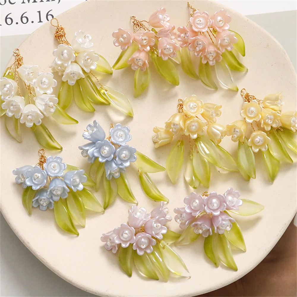 ST09 Antique Temperament Green Leaves Suzuki Cluster Flowers Diy Hand-woven beaded Hair Accessories Earring Handmade Material