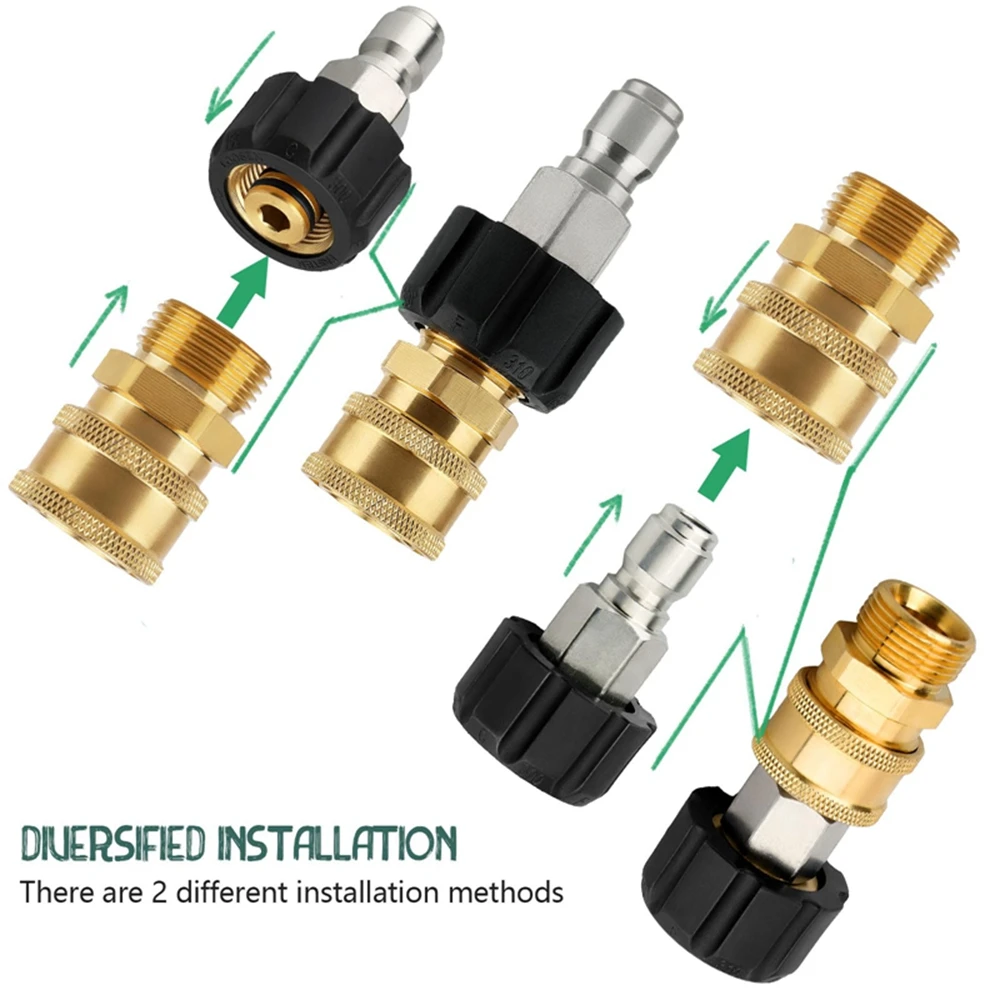 Imagem -06 - Lavadora de Pressão Mangueira Gun Adapter Quick Connect Fitting Lavadora de Latão Quick Release Connector M22 14 mm a 8