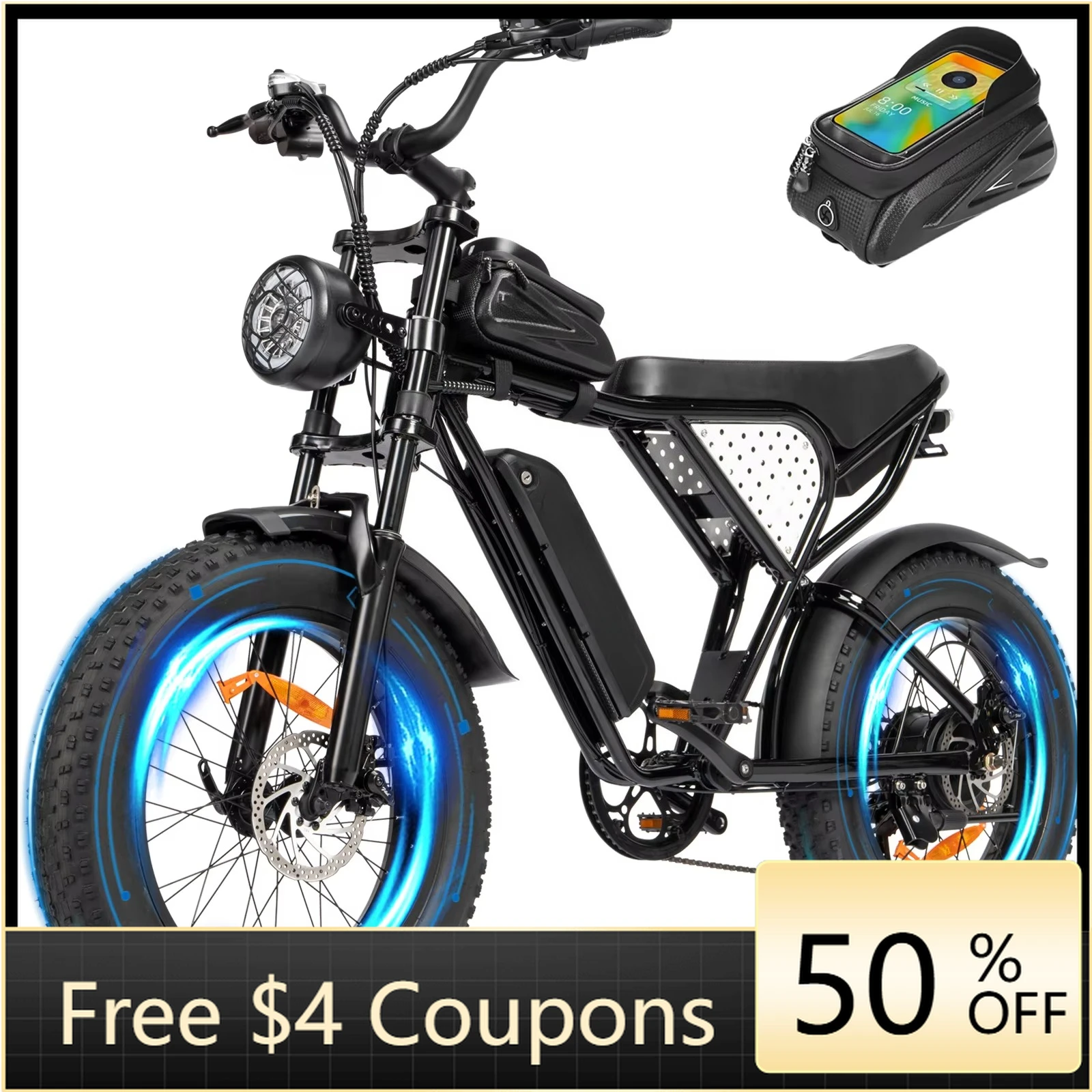 

Rs Free Shipping within the United States, Mini Electric Bike 48V 15Ah 20-inch Electric Bike, Off-Road Electric Bike, Adult Elec