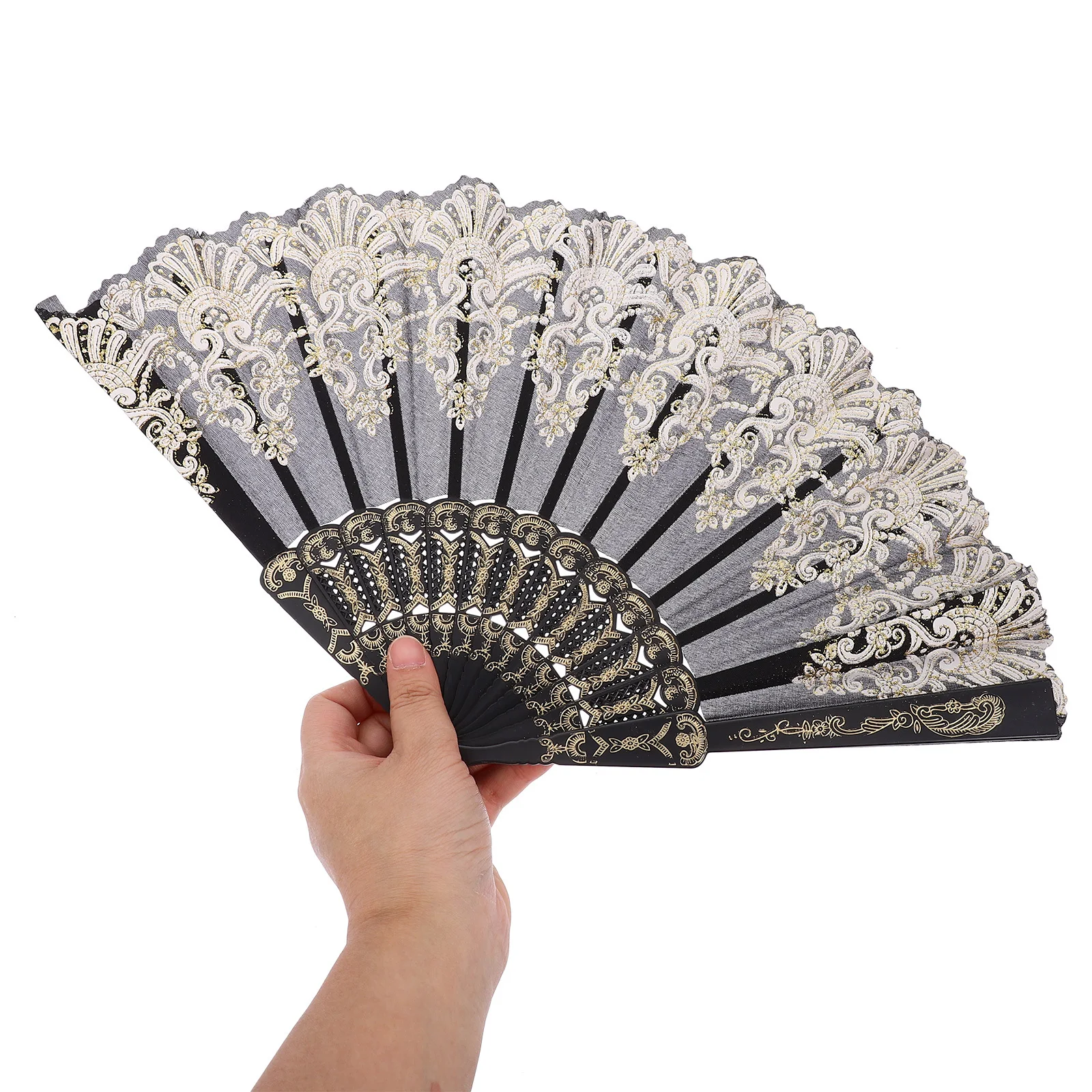 

Portable Chinese Folding Fan Printed Plastic Folding Hand Fan Single-Sided Pattern Wedding Birthday Party Decoration Gift