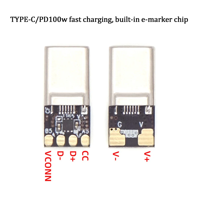 

PD Fast Charging 100W TYPE C Charging Plug Connector With e-marker Chip Terminal Shell 5A Data Wire Plug DIY Welding Wire Access