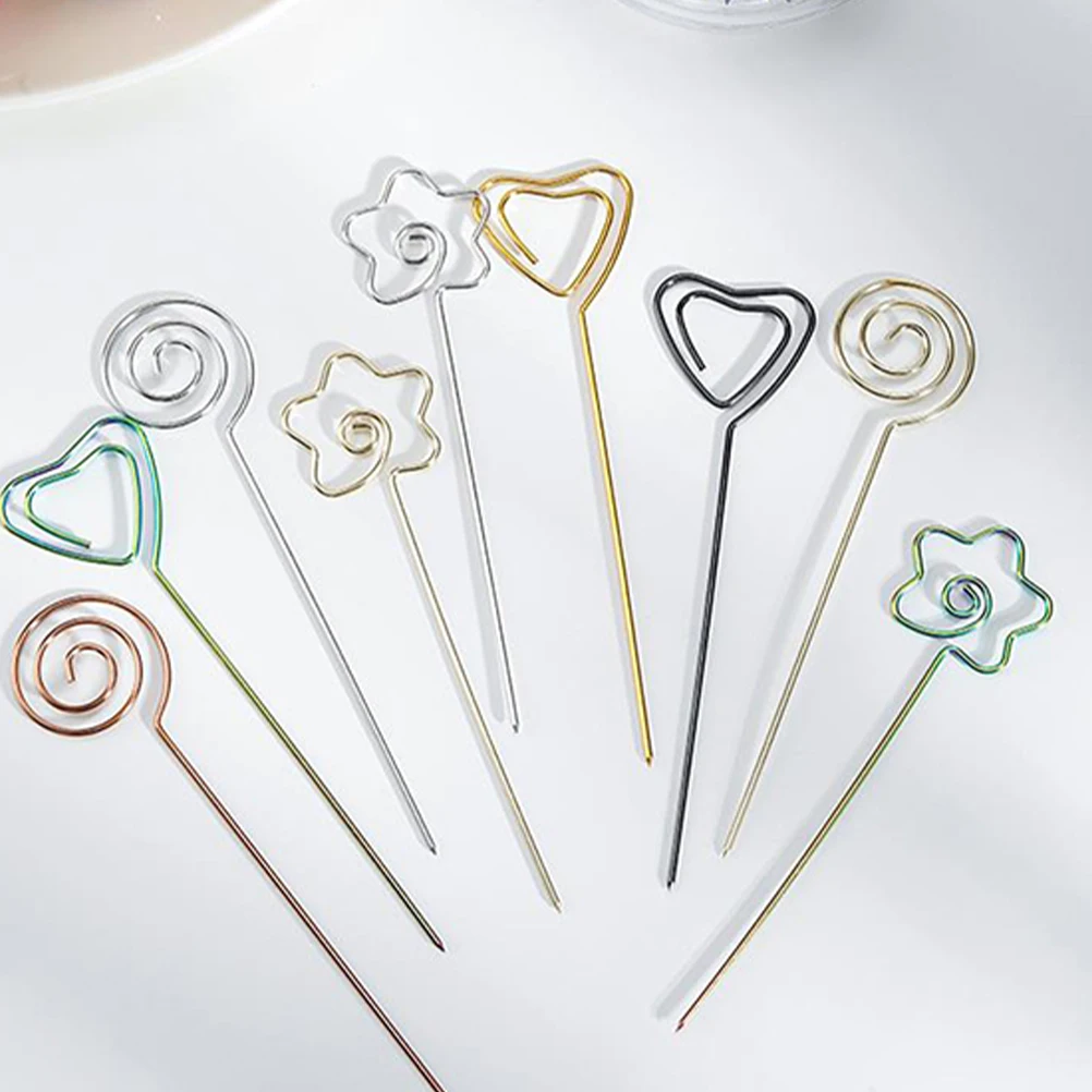

10 Pcs Stainless Steel Sign Fruit Pick Christmas Golden Kitchen Gadget