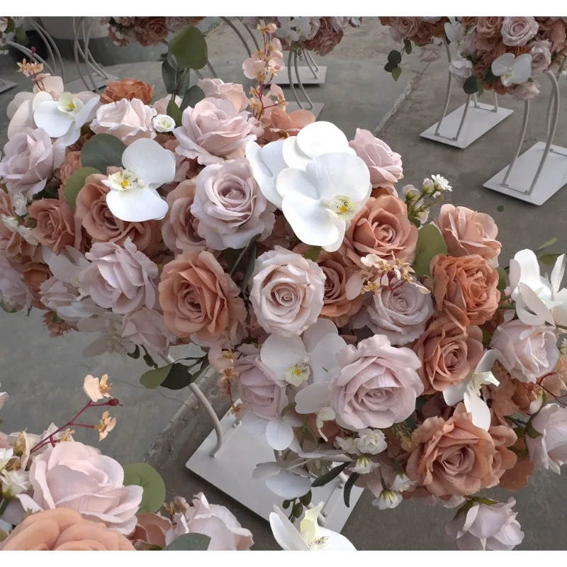1.2 meters arch floral arrangement, wedding decoration stage background simulation rose, wedding autumn arch table flower