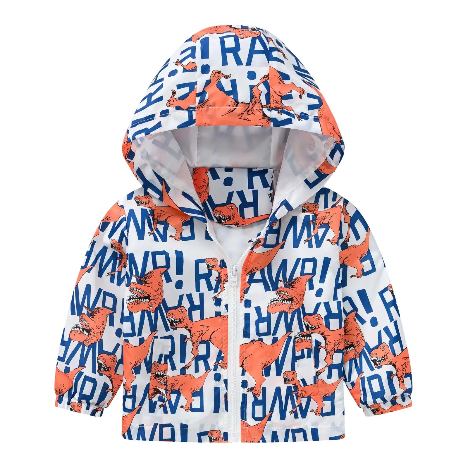 Autumn Kids Boy Jacket Children Hooded Windbreaker Fashion Cartoon Print Girl Coat Toddler Kids Waterproof Hoodie Baby Outerwear