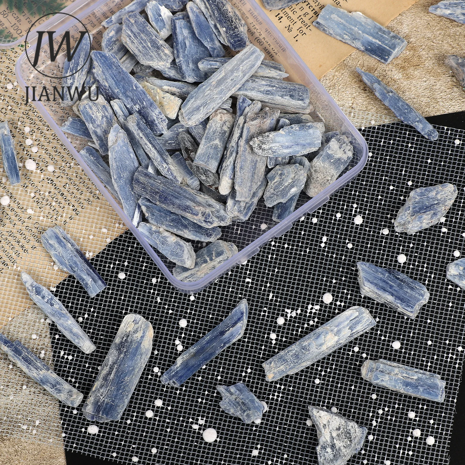

JIANWU 100g Vintage Blue Crystal Strips Material Collage Boxed Beautiful Stones Creative DIY Journal Scrapbook Stationery