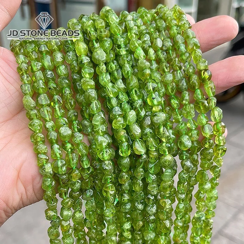 

Natural Stone Peridot Irregular Gravel Beads Loose Spacer 6-8MM Oval Bead For Jewlery Making Diy Bracelet Necklace Ear Stud