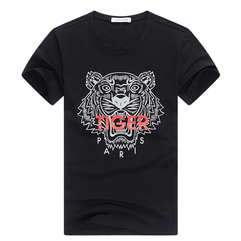 

Faionable ort Sve T-irt Men's round Ne High Quali Silk Cotton Personali Urban Sle Breathable Animal Print Tee