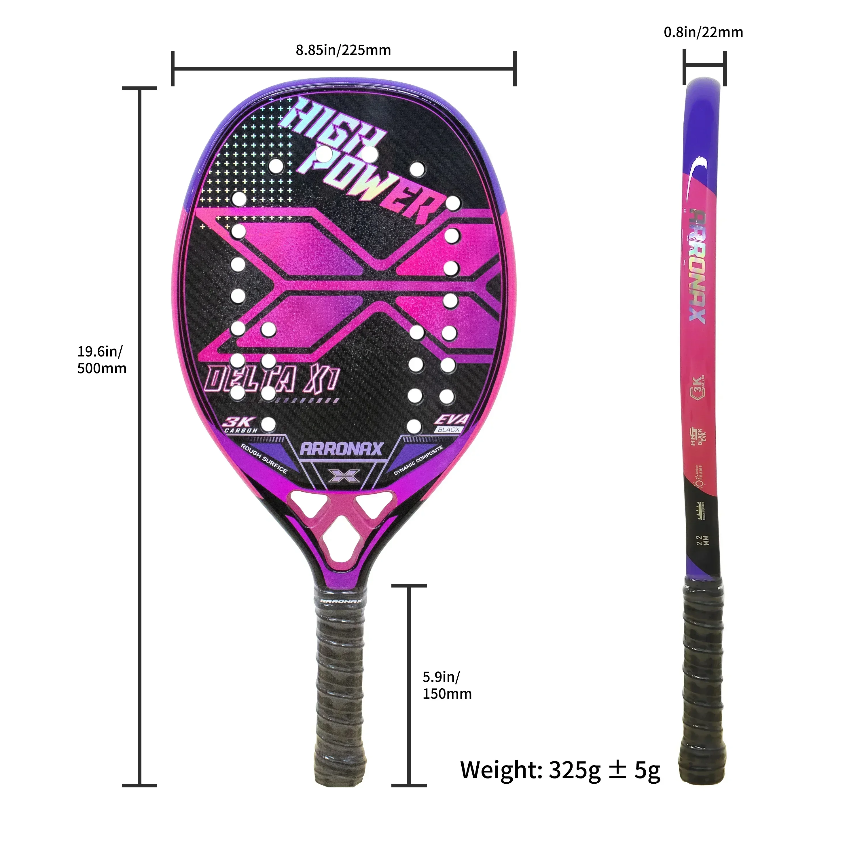 Full Carbon Fiber Beach Tennis Racket, Rough Surface, 3K, Cover Bag, Gift Presente, In Stock, 2023