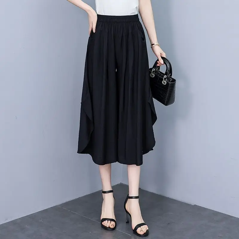 レディース無地スラックス、コットン素材、伸縮性のある秋のシックでエレガントなバギートレンド2025、Gワンサイズ、ゆったりパンツ