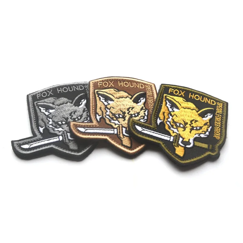 Metal Gear Solid Foxhound Embroidery Patch Military Tactics Badge Hook&Loop Sticker Special Force Group Armband Applique Patches