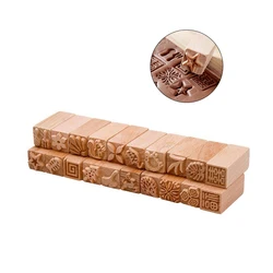 Hand Carved Wooden Stamps Wood Seal for Printing DIY Clay Pottery Printing Blocks Clay Tool Fish Bone / Squirrel / Flower / Deer