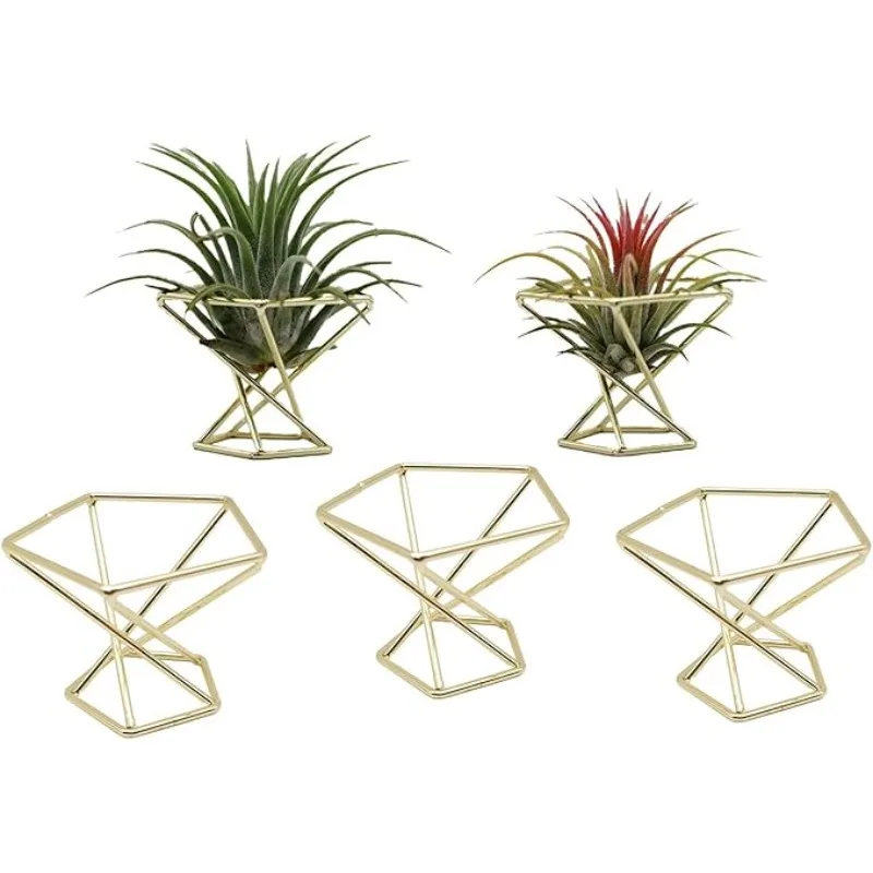 5-個の幾何学的なエアプランツホルダーエアプランツラック金属製植物スタンドプランター棚ヒンメリリビング装飾ティランジアポット容器
