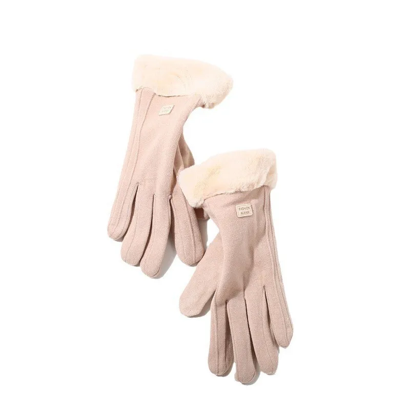 AliExpress NONE Women Winter Thick Plush Gloves Fashion Warm Suede Outdoor Guantes Lady Touchscreen Driving Gloves Sports Cycling Mittens