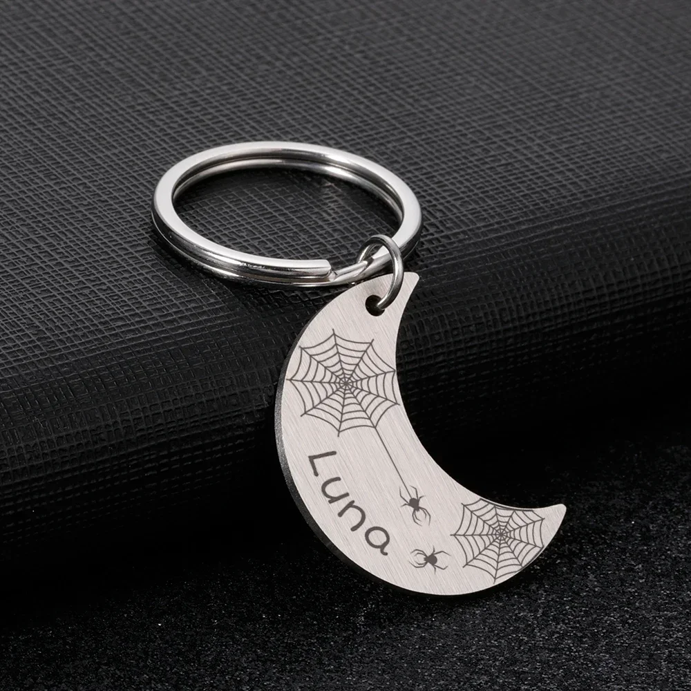 Personalized Moon Pet ID Tags Halloween Spider Dog Cat Tag Custom Name Number Dog ID Collar for Puppy Kitten Pet Accessories