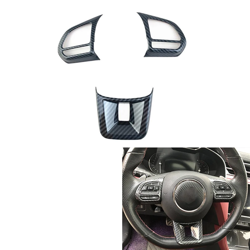 Pegatina de cubierta de botón de volante de coche ABS, decoración Interior para MG5, MG6, MG, HS, ZS, estilo de coche, fibra de carbono, 3 piezas por juego