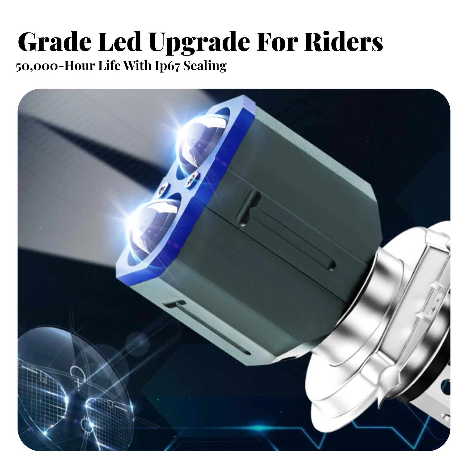 LED Headlight Bulb with Dual Lens Lenses Easy to Install Motorcycle Headlight Replacement Bulb Long Lifespan 25W