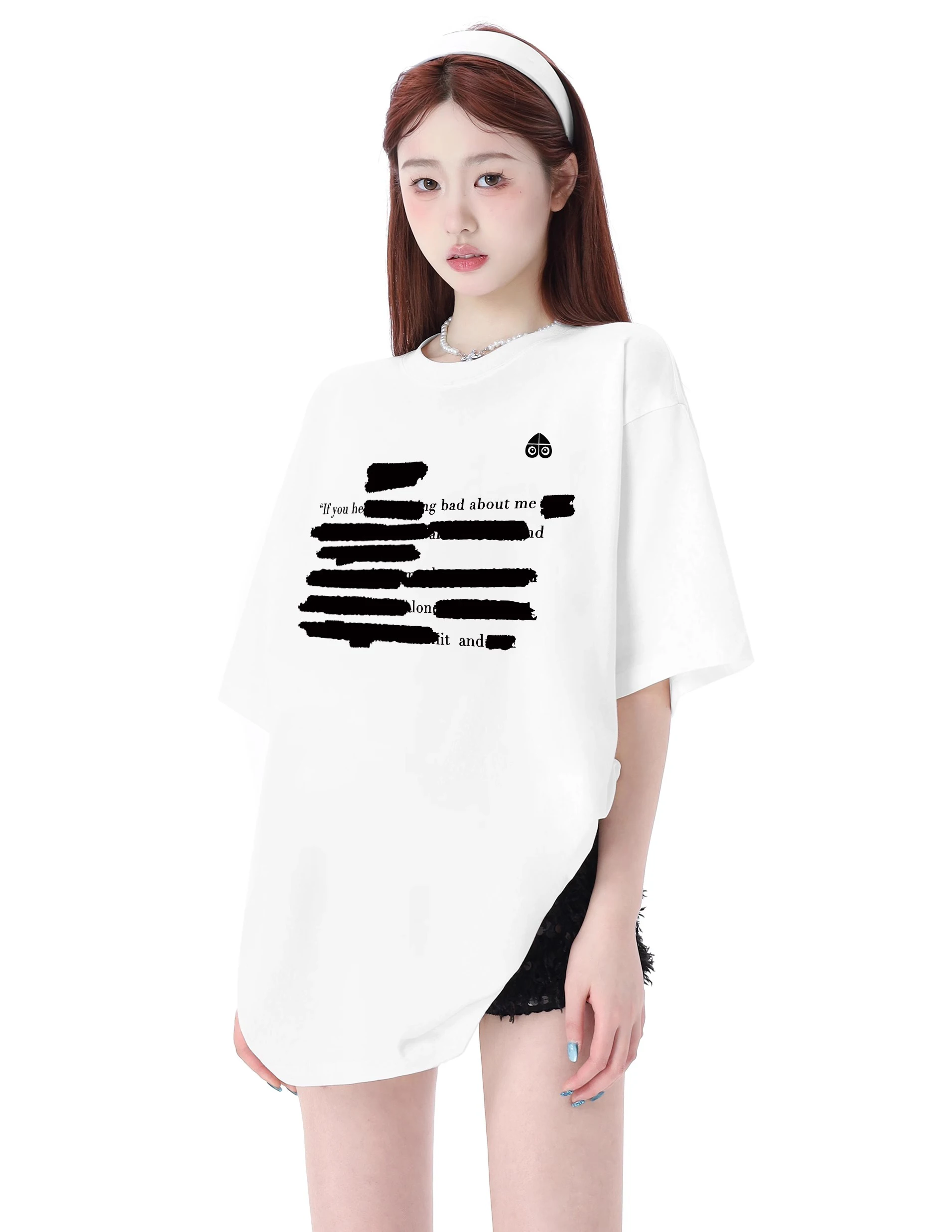 

Свободная футболка с принтом Moose Kingip Scissors ort Sve Casual Sle Summer Faion High Street Trend Хлопковый топ