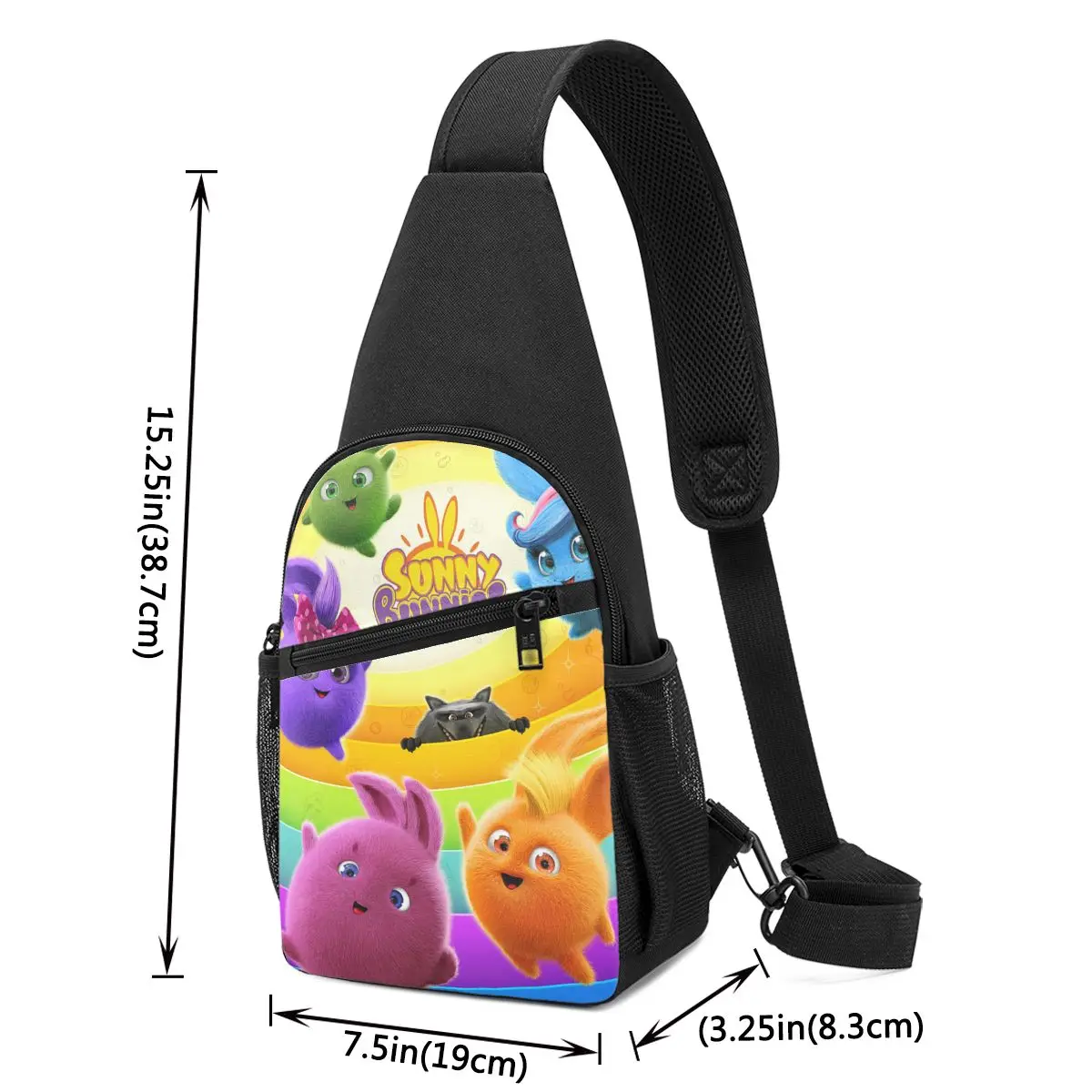 Sunny Bunnies Anime Cartoon Chest Bag Men Sling Crossbody Backpack Chest Bag Traveling Hiking Daypack Shoulder Bag